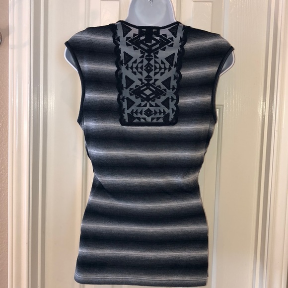 Black Stripe Shirred Waist Top - Picture 2 of 5